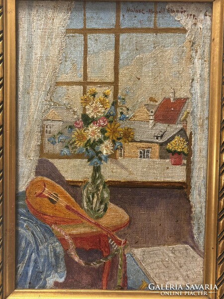 Halász-Hradil Elemér - Enteriőr mandolinnal 1920