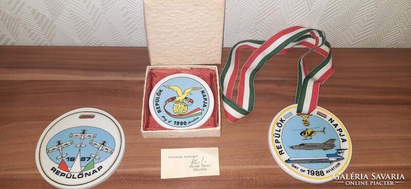 Repülők napja  emlékplakett 3 db 1987, 1988, 1990
