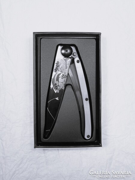 Deejo francia bicska 37g, gyűjteményből. VÁGATLAN! Halas. Horgászoknak. Kés, bicska, tőr, bortva.