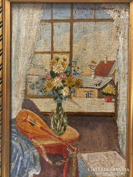 Halász-Hradil Elemér - Enteriőr mandolinnal 1920