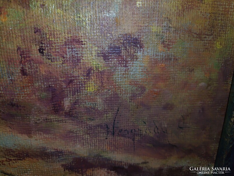 Neogrády Antal (1861-1942) - Vadász az őszi erdőben, hatalmas régi olajfestmény, karácsonyi aukció!