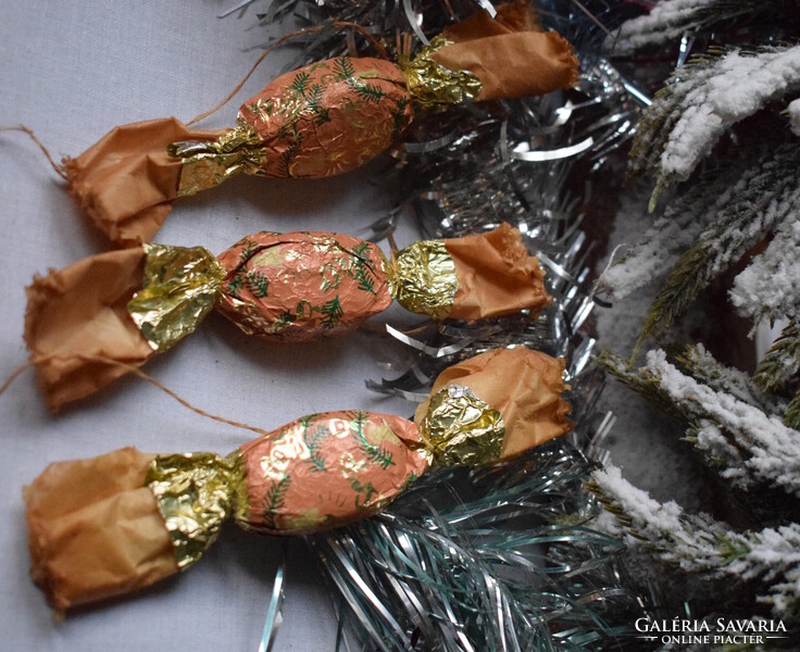 3 darab igazán Régi konzum szaloncukor  ,  karácsonyfadísz