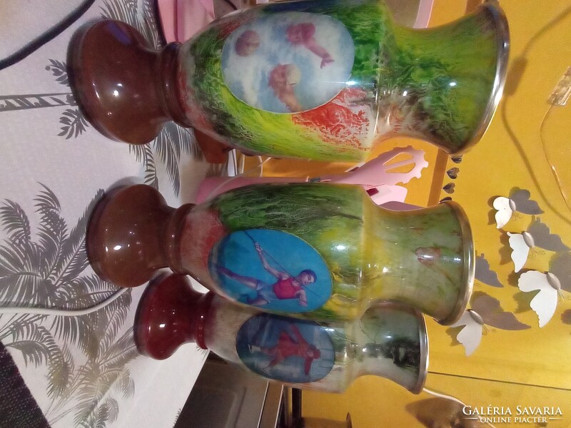 Ezüstözött fém és üveg vázák  28.5 cm Aukció több száz termék vegye vigye