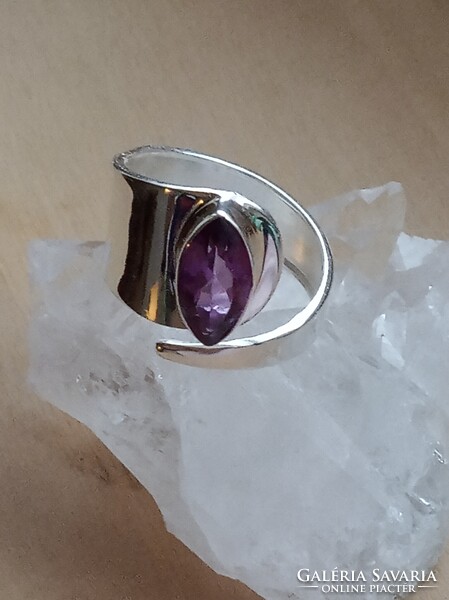 Ametiszt gyűrű 925 Sterling ezüst 57-es állítható