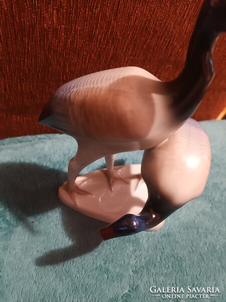 Hollóházi porcelán kézi festésű íbisz madár pár