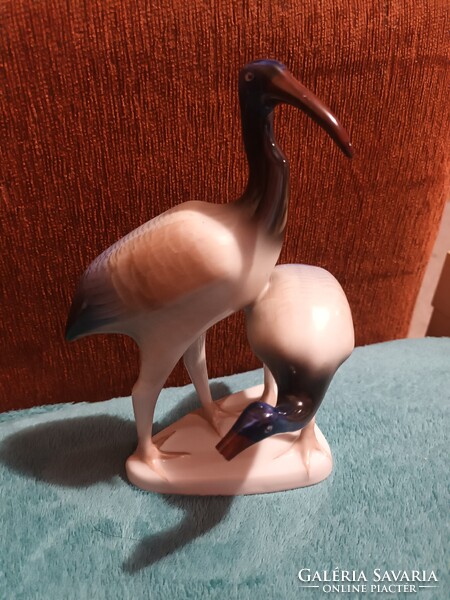 Hollóházi porcelán kézi festésű íbisz madár pár