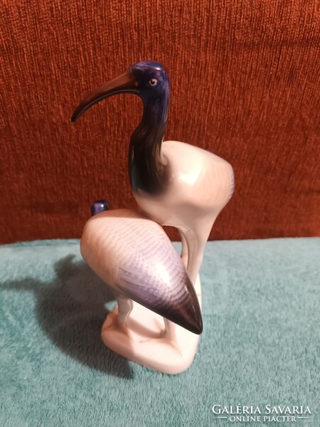 Hollóházi porcelán kézi festésű íbisz madár pár
