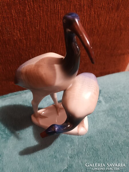 Hollóházi porcelán kézi festésű íbisz madár pár