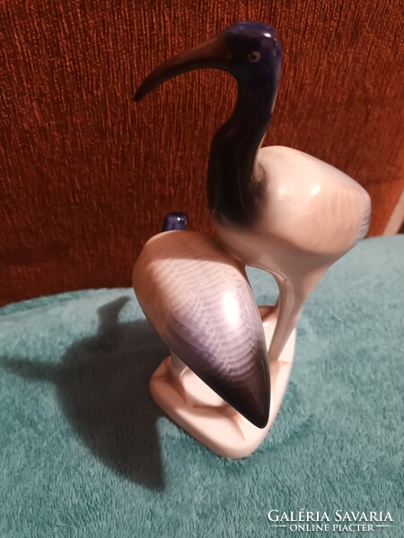 Hollóházi porcelán kézi festésű íbisz madár pár