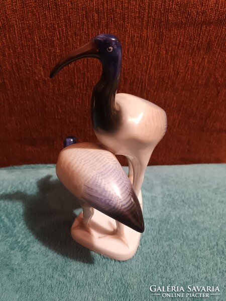 Hollóházi porcelán kézi festésű íbisz madár pár