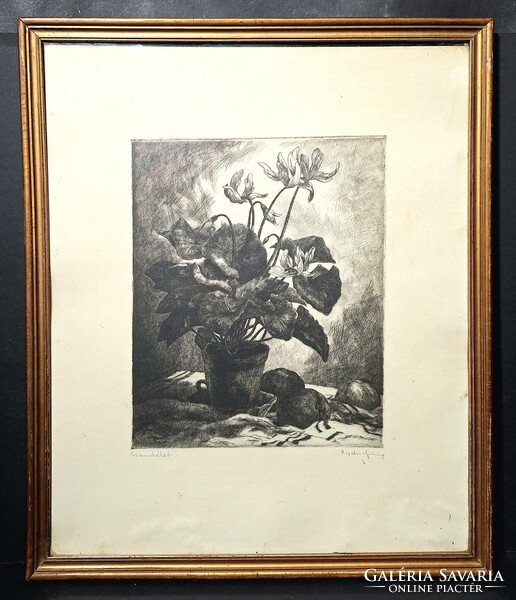 ÁR ALATT! 9 ezer Ft-ról: Görög Rezső és Hajdú Katalin: Csendélet (szignózott rézkarc)