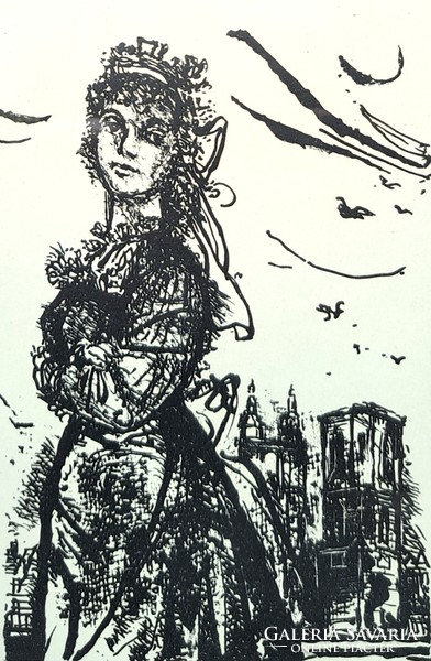 Menyasszony (litográfia) K. E. Müller német művész grafikája