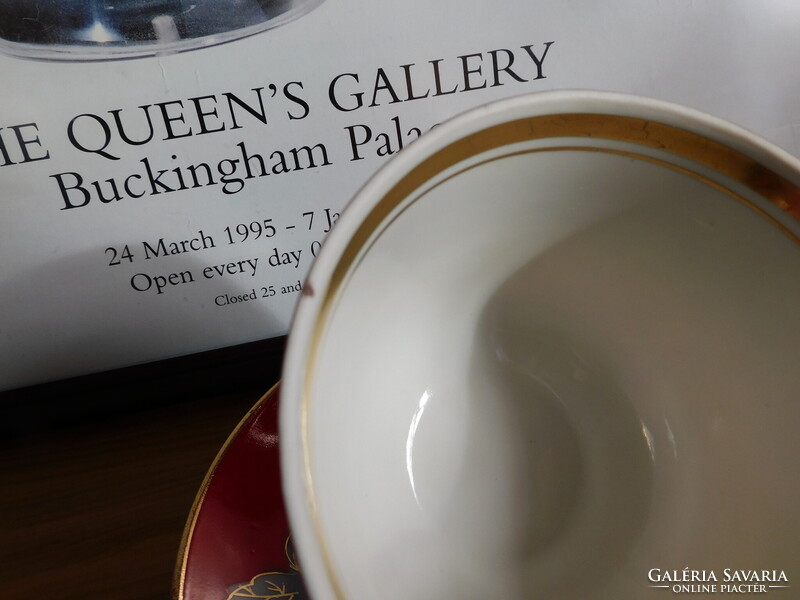 Vintage szovjet időkbeli Baranovka mályvavirágos teás szett 4 dl-es csészével