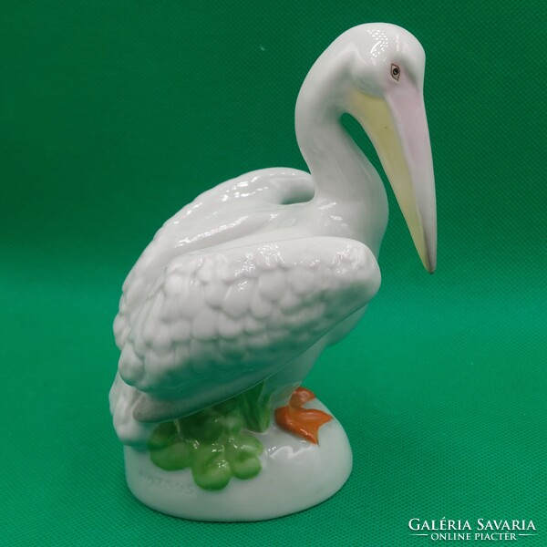 Ritka gyűjtői Lehelné Rozsos Janka Kőbányai Porcelángyár ( Drasche) porcelán  Pelikán figura