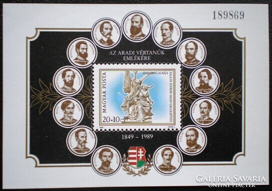 B206 / 1989 Aradi Vértanúk emlékére blokk postatiszta