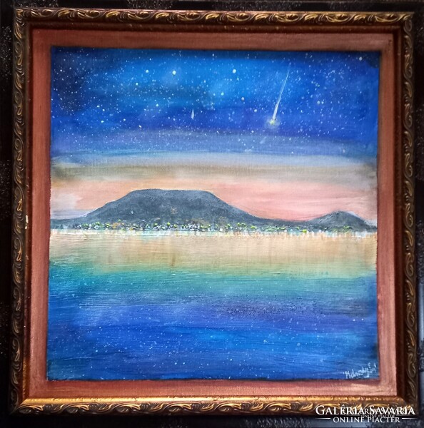 Prima díjas művésztől ﻿2 db Balatonos  domborított vászonkép.együtt. Károlyfi Zsófia (1952-)