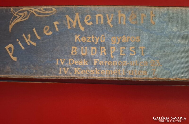 1900-as évek eleji magyar női bőrkesztyűk eredeti Pikler Menyhért dobozzal
