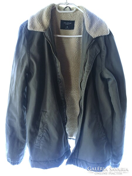 Meleg béléses kabát dzseki Cedarwood pamut vászon khaki zöld XS  1