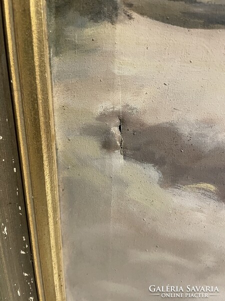 Ház előtt..életkép, gyönyörű színekkel..60x80cm plusz kerete..