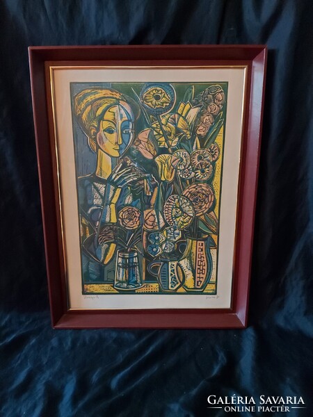 Józsa János linómetszete.