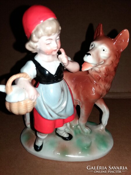 SZÉPSÉGES 1940'S Vintage NÉMET THÜRINGIA porcelán GRAFENTHAL -CARL SCHEIDIG - PIROSKA ÉS A FARKAS