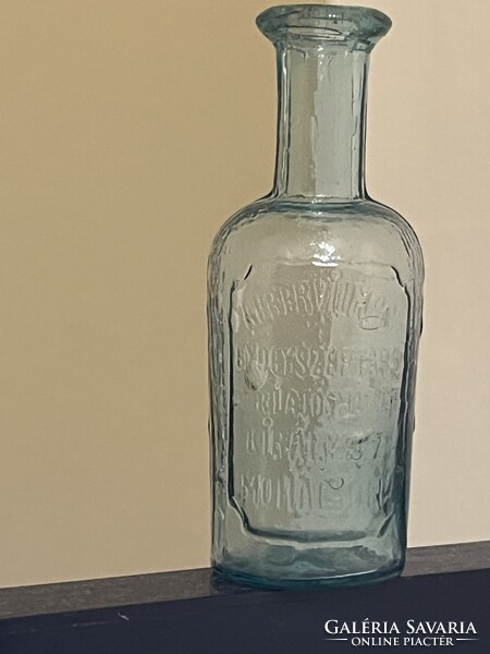 Régi Auber Vilmos gyógyszeres zöld üveg.