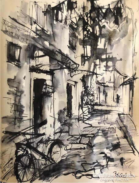 Umagi utca( Horvátország)  .Ink art by Konrad Biro. Egy hét-egy esély! Ne hagyd ki !