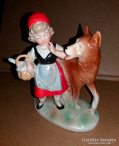 SZÉPSÉGES 1940'S Vintage NÉMET THÜRINGIA porcelán GRAFENTHAL -CARL SCHEIDIG - PIROSKA ÉS A FARKAS