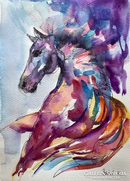 Szépség és erő. Kiemelkedően szép akvarell lóportré