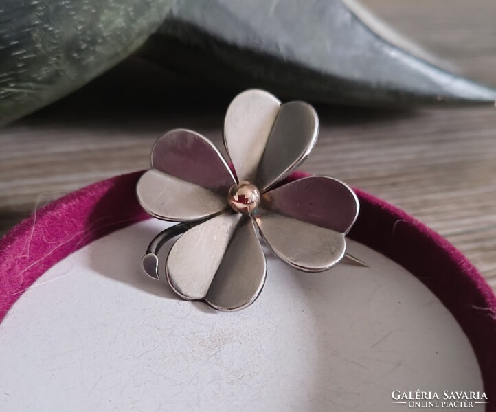 Antik ezüst bross/ lóhere