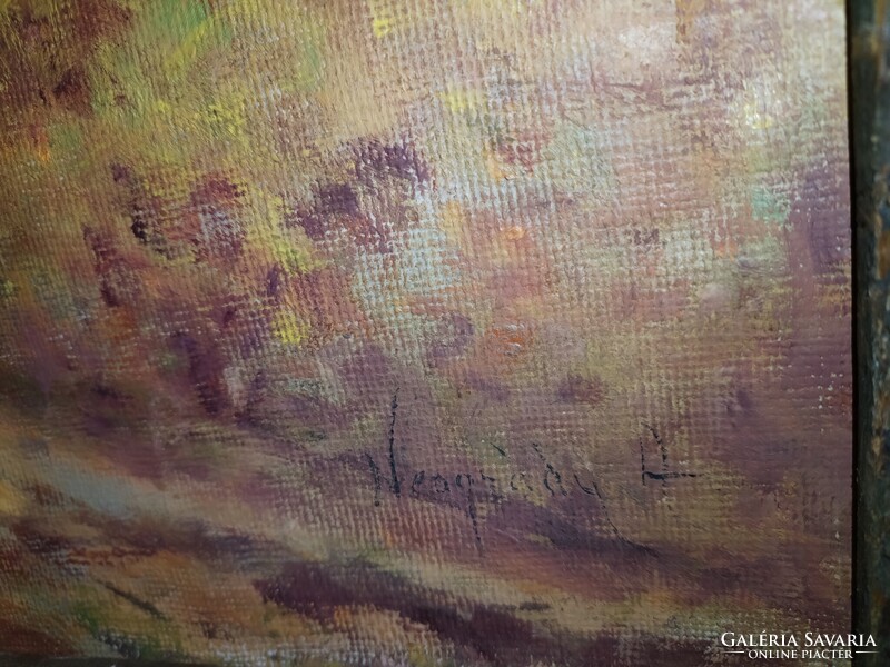 Neogrády Antal (1861-1942) - Vadász az őszi erdőben, hatalmas régi olajfestmény, karácsonyi aukció!