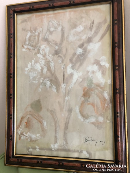 Rubint Ávrahám Péter: Csendélet 2003 30x20 cm olaj-tempera