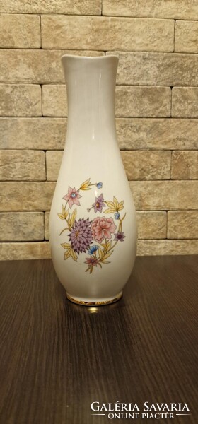 Hollóházi porcelán virág mintás váza