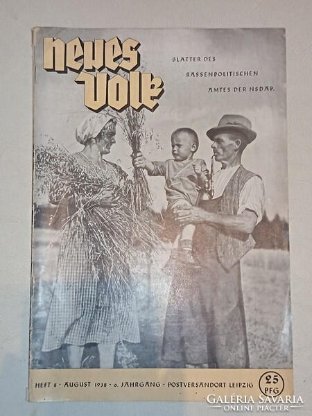 NSDAP, Neues Volk 1938 augusztusi száma. Korának megfelelő állapotú újság.
