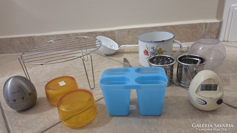 Retro konyhai csomag kávédaráló tető, zománcozott bögre