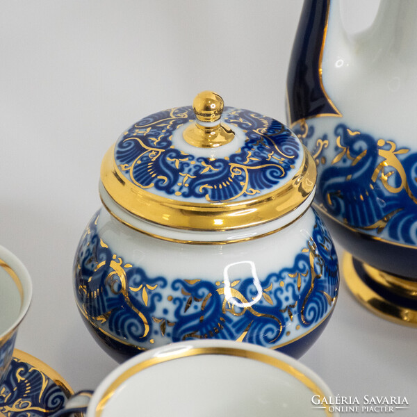 1FT-ról! Hollóházi Cobalt Mátrix mintás kísérleti kávés készlet