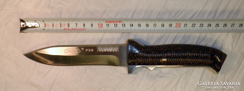 Impozáns Walther tőr, eredeti bőr tokjával. Kés, bicska, tőr, borotva.