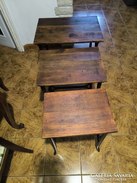 Antik Thonet tonett 3 részes Zsúr asztal, viràgtartó Posztamens szobor tartó konzol laptop Art Deco