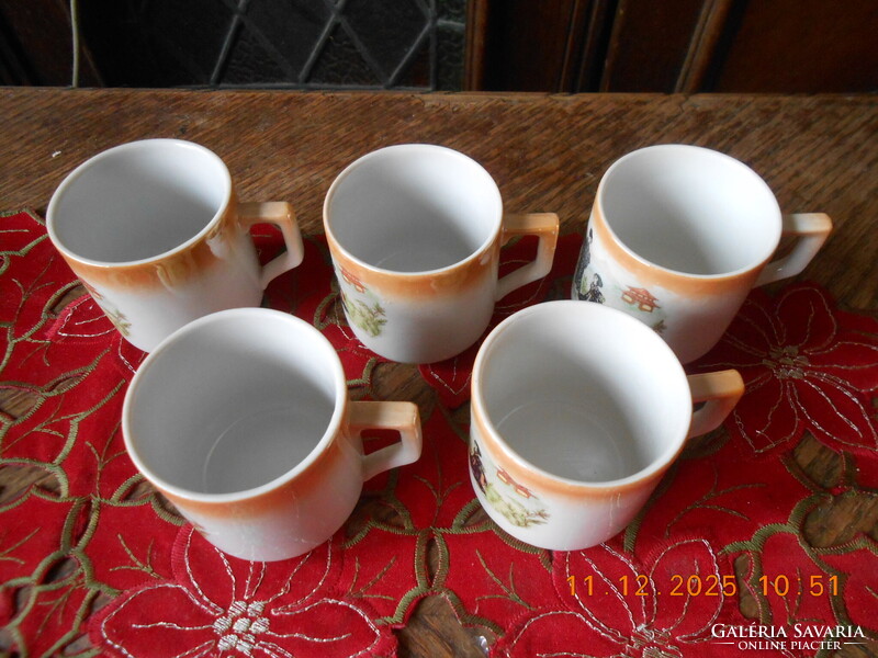 Antik Zsolnay gésa jelenetes kávés csésze