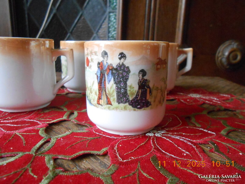 Antik Zsolnay gésa jelenetes kávés csésze