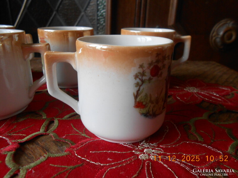 Antik Zsolnay gésa jelenetes kávés csésze