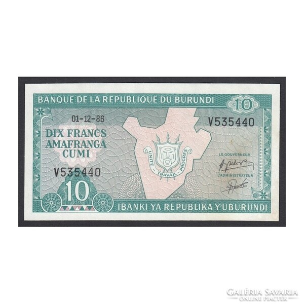 Burundi,10 francs 1986 UNC