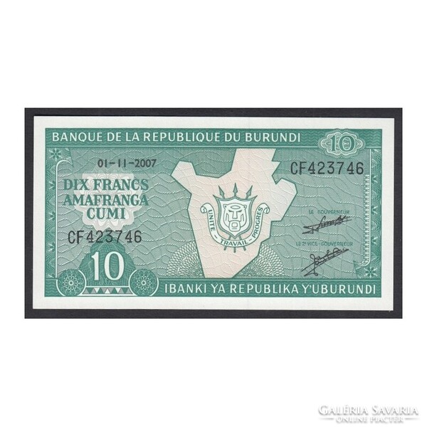 Burundi,10 francs 2007 UNC