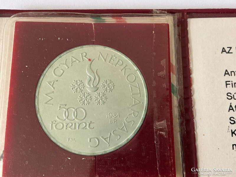 1984. évi Sarajevoi Téli Olimpia 500 Ft forint ezüst emlékérem MNB tokban 28 gr 640