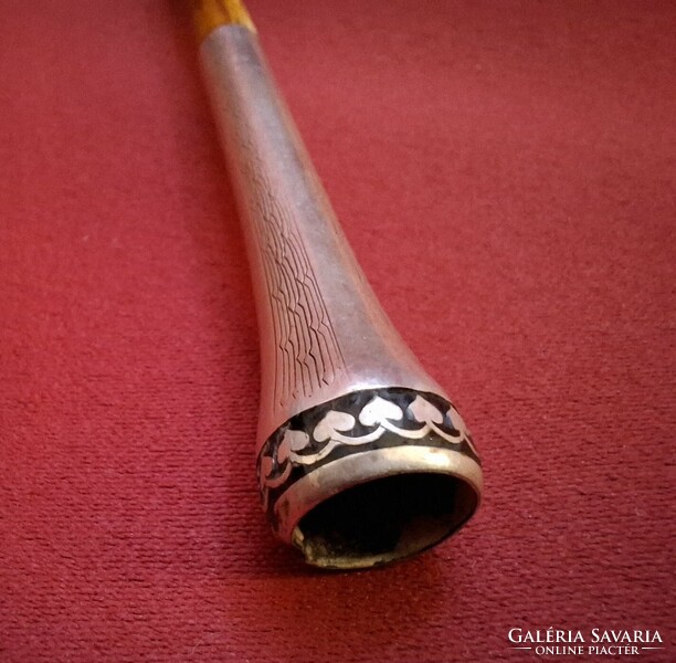 Antik ezüst női cigaretta szipka – 900-as jelzett, niello, 1900-1915 körül