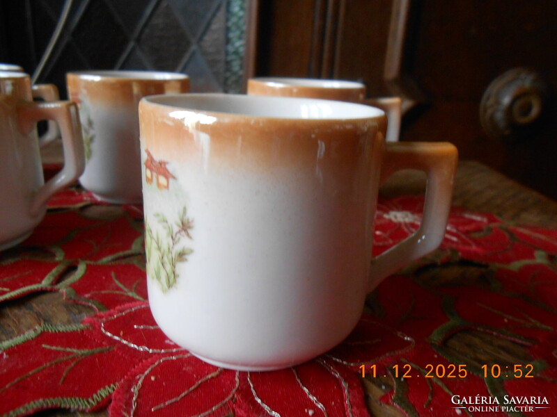 Antik Zsolnay gésa jelenetes kávés csésze