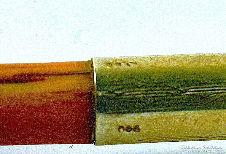 Antik ezüst női cigaretta szipka – 900-as jelzett, niello, 1900-1915 körül