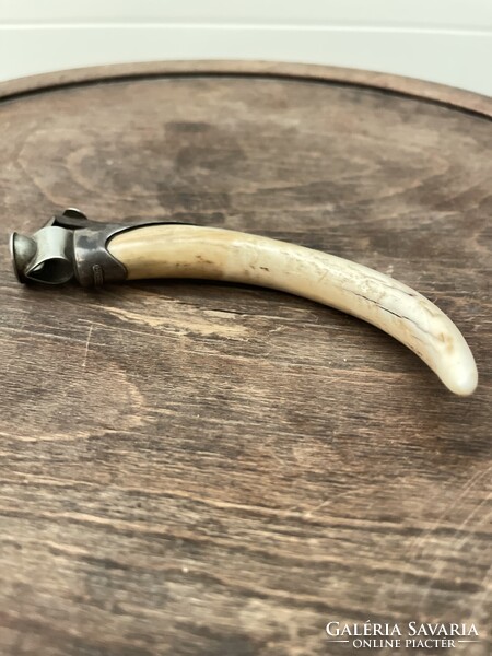 Antique cigar cutter marked silver and bone