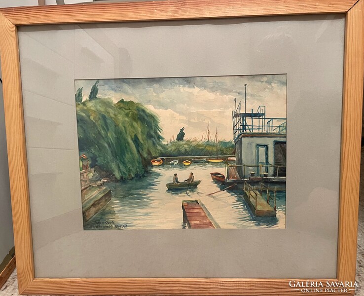 Watercolor portrait, Balatonalmádi (Gyula Takács, July 1967)