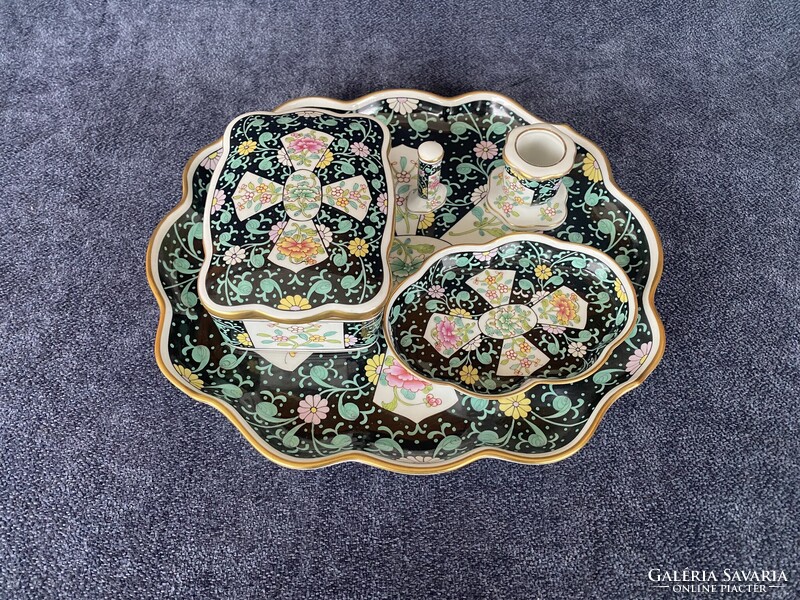 Herendi porcelán Siang Noir (SN) cigaretta szett